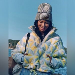 Free People Multicolor Geometric Teddy Jacket